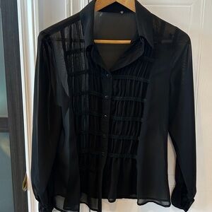 Elegant Black Sheer Women's Blouse